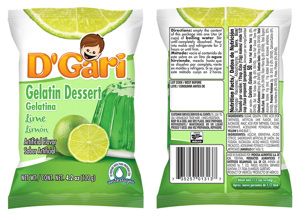 D'Gari Gelatin Dessert Lime