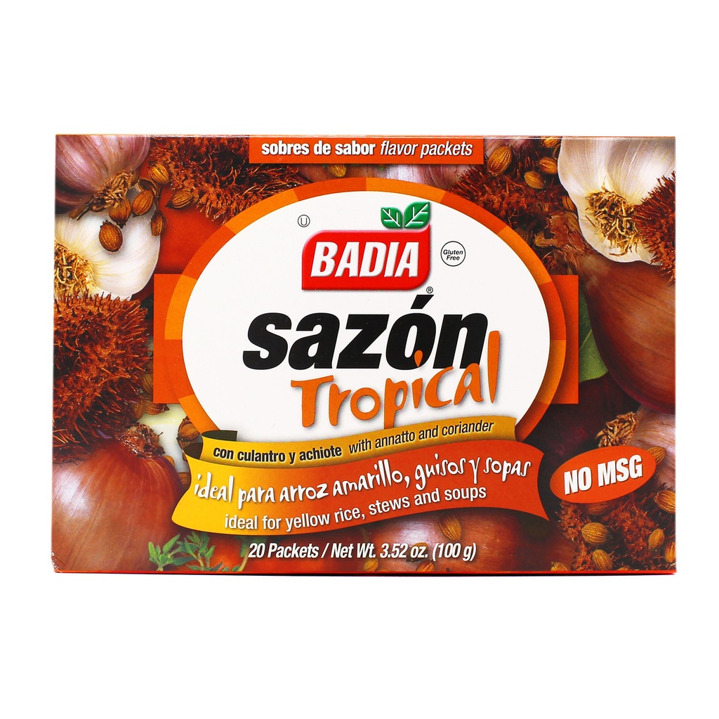 Badia Sazon Tropical With Annatto And Coriander Flavor Packets