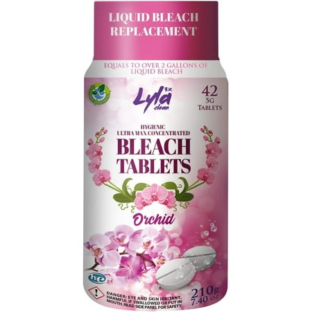 Lyla 3X Clean Ultra Max Bleach Tablets for Laundry and Cleaning. 42 Tablets 7.4 OZ Phosphate Free Replaces Liquid Bleach (Orchid)