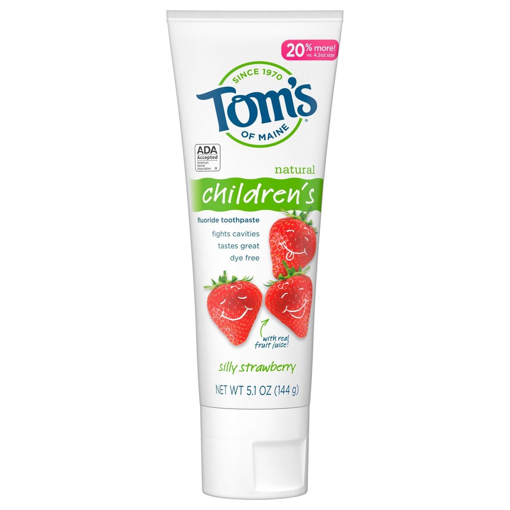 Tom's of Maine, Kid's Natural Fluoride Anticavity Toothpaste, Ages 2+, Silly Strawberry, 5.1 Oz (144 G)