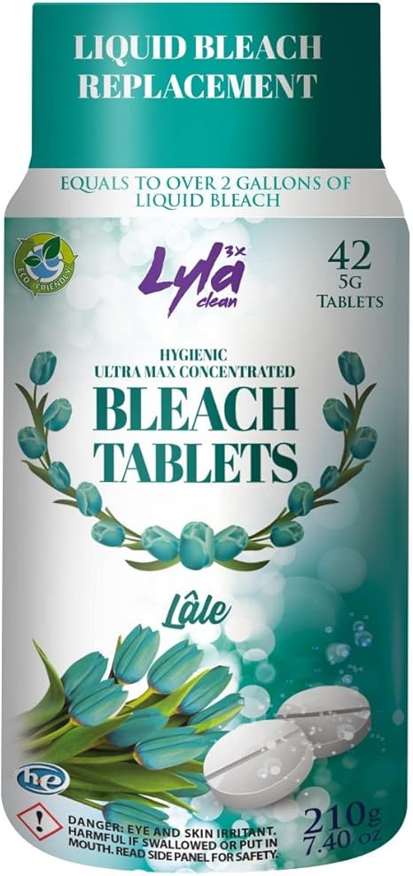Ultra Max Bleach Tablets for Laundry and Cleaning. 42 Tablets 7.4 OZ Phosphate Free Replaces Liquid Bleach,Lale(original scent)