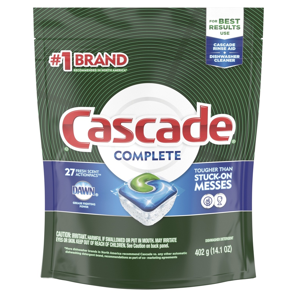 Cascade Complete ActionPacs Dishwasher Detergent - Fresh Scent, 27 Ct