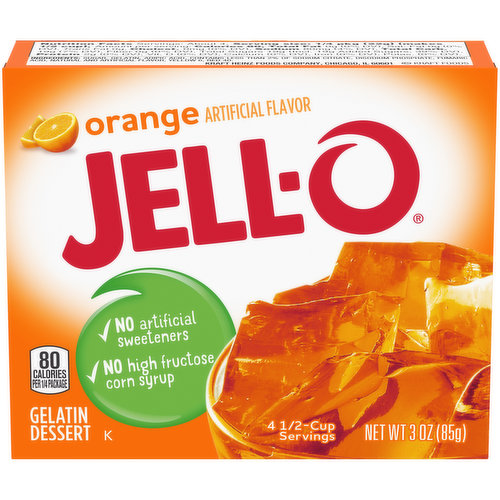 Jell-O Orange Gelatin Dessert Mix, 3 Oz Box