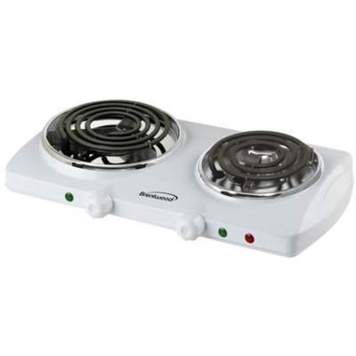 Brentwood Electric 1500W Double Burner Spiral White