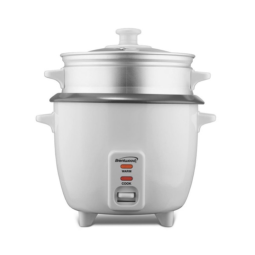 Brentwood 4 Cup Rice Cooker / Non-Stick With Steamer In White