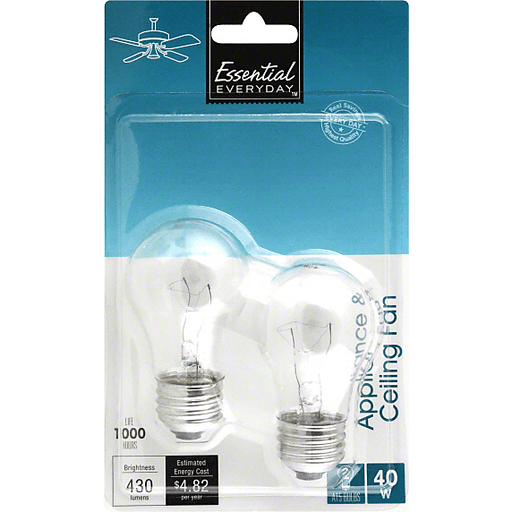 Essential Everyday Light Bulbs, Appliance & Ceiling Fan, 40 Watts