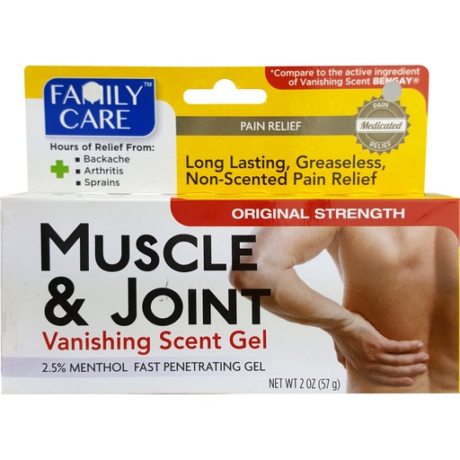 Family Care Muscle Joint Pain Relief Vanishing Scent Gel 2oz
