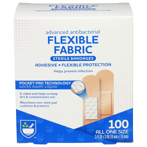 Advanced Antibacterial Fabric Adhesive Bandages, One Size