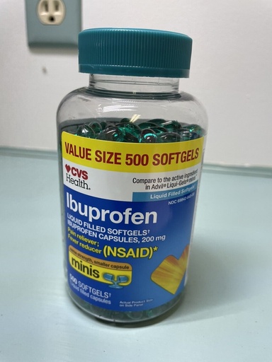 CVS Ibuprofen 500 Count Mini Liquid Filled Softgels 200mg - Expires 02/2025