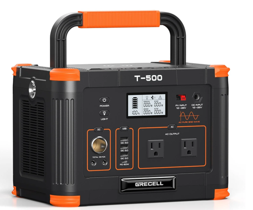 Planta(Respaldo Backup) GRECELL T-500 Portable  500W, Batería Litio 519Wh