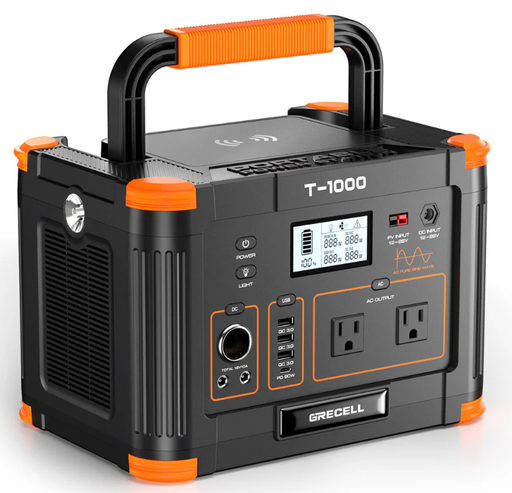 Planta (Respaldo Backup) GRECELL T-1000 Portable  1000W, Batería Litio 1000Wh