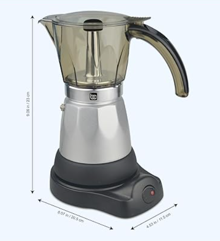 6-Cup Electric Coffee Maker, Clear and Silve BC-90264