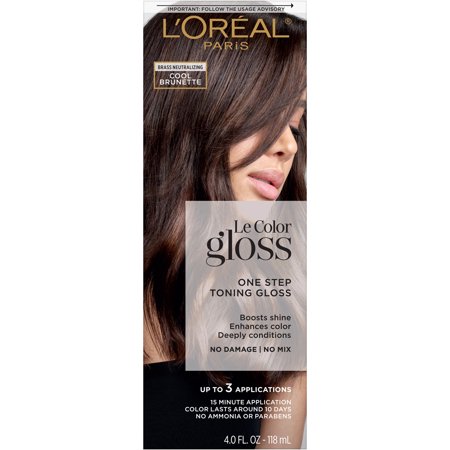 L'oréal Paris Le Color Gloss, Hair Shine and Hair Gloss Treatment at Home, Glossing Toner 1.0 Count BROWN