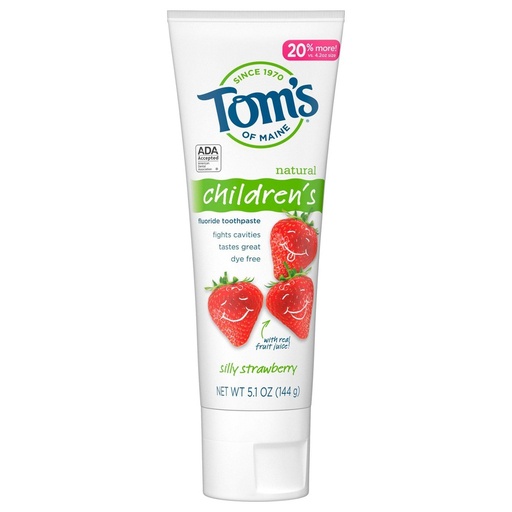 Tom's of Maine, Kid's Natural Fluoride Anticavity Toothpaste, Ages 2+, Silly Strawberry, 5.1 Oz (144 G)