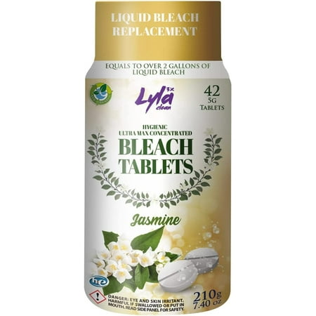 Lyla 3X Clean Ultra Max Bleach Tablets for Laundry and Cleaning. 42 Tablets 7.4 OZ Phosphate Free Replaces Liquid Bleach (Jasmine)