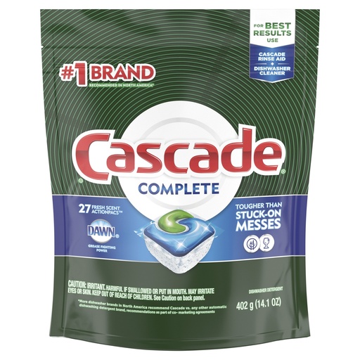 Cascade Complete ActionPacs Dishwasher Detergent - Fresh Scent, 27 Ct